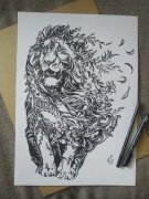  Rysunek: lew, cienkopis - blok tech. A3, 250 g/m2
