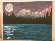 Obraz ręcznie malowany ,,Nocny widok na Góry”