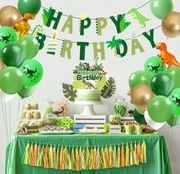 Dekoracje Urodzinowe Balony na Roczek Na 1 Urodziny z Dinozaurem 61 sztuk
