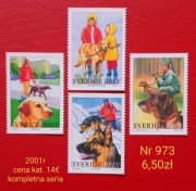 Znaczki fauna:973: psy, zwierzęta- Szwecja 2001r **