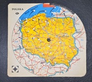 Mapa obrotowa z odległościami drogowymi. Przrełom lat 70-80-tych PRL