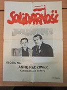 Plakat Solidarność Wybory 1989 Anna Radziwiłł Lech Wałęsa