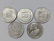 5 srebrnych monet PRL, 4x200 zł , 1x1000 zł,próba 625, 