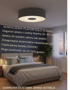 Nowoczesny Plafon EGLO ROMAO 50cm – Szary Len, LED, Ściemnialny