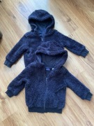 Ciepłe granatowe bluzy futrzak dla bliźniaków bliźniaki lupilu 86 92