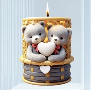 NIEDŹWIEDZIA MIŁOŚĆ Walentynki forma silikonowa 7.5*7.5 do Świec Odlewów 