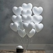 Białe Balony Lateksowe w Kształcie Serca zestaw 5szt ,Śluby, Urodziny