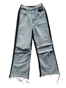 Dwukolorowe jeansy spodnie damskie 34,XS Shein szerokie nogawki high waist