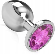 Stalowy korek analny z kryształkiem S mały dla początkujących 