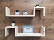 DREWNIANA półka skandynawska, 2 szt wisząca, kwietnik, 0198