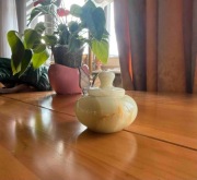 Kamienny pojemnik z pokrywką | 8,5 cm | ok. 7 cm | idealny stan