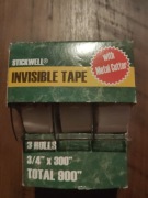 Stickwell Invisible Tape 3 rolki taśmy z nożykiem NOWE