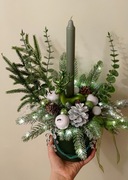 Stroik świąteczny, flowerbox, oświetlenie LED, jeleń 