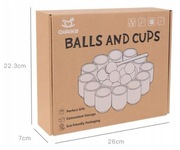 Zabawki Montessori drewniane kulki w kubkach.
