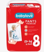 babylove Pieluchomajtki premium, rozmiar 8, 19 kg+, 16 szt. DE