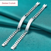 2x Srebrna Silver Sterling 925 bransoletka pancerka z blaszką 20cm 10mm *°*