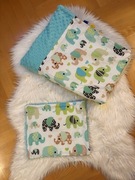 Kołdra (kocyk) i poduszka dla dziecka w słonie