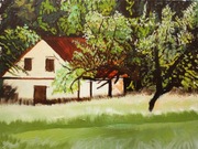 Chata, 40 cm x 30 cm, obraz olejny na płótnie