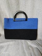 Niebiesko czarna torebka do ręki handbag handmade totebag