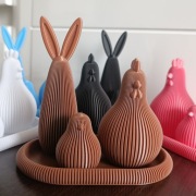 Ozdoby Wielkanocne Zestaw Królik + Kurki na Tacy | Nowoczesna dekoracja