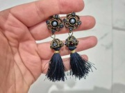 Granatowe chabrowe kolczyki zestaw 3 par