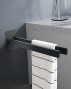 Wieszak na ręczniki uchwyt na ręczniki Samoprzylepny 40 cm podwójny  czarny