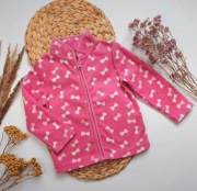 Polar 92 różowy w kokardki polarek bluza na zamek ze stójką ciepły