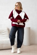 SWETER DAMSKI BASIC ROMBY NOWOŚĆ POLSKA MARKA 