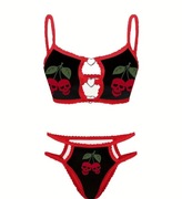 Komplet bielizny erotycznej sexy walentynki wisienki 