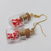 Kolczyki fiolki cukierki świąteczne ręcznie robione 