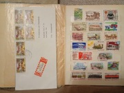 Album klaser ze starymi znaczkami pocztowymi świat temat kolej powozy 