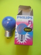 Żarówka kolorowa niebieska P 45 15W E27 mała kulka