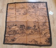 Duża Chusta jedwab Milanówek z metką. Oryginał PRL. Unikat