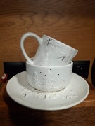 ZESTAW KUBEK MISKA TALERZ HOME&YOU CHOINKA BIAŁY ZŁOTY