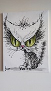 Obraz nowoczesny, kot malowany farbami akrylowymi na płótnie 30x40cm 