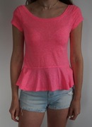 Abercrombie & Fitch bluzka neon z baskinką XS (S)