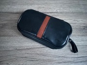 Eleganckie skórzane etui na 2 fajki z dodatkową kieszonką