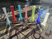 Wazony typu flet szkło kolorowe 7 szt. PRL