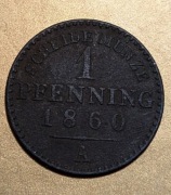 stara moneta 1 Pfennig pruski 1860 