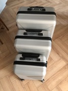 walizki z kółeczkami 3 sztuki, srebrne