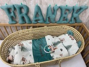 Franek kołderka zawieszka do smoczka literki Imię dziecka