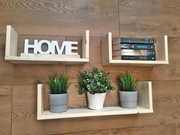 DREWNIANA półka, komplet 3 sztuk, wisząca, ścienna, 0216