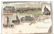 Landsberg a. W. Gorzów Wielkopolski Gruß aus panorama litografia