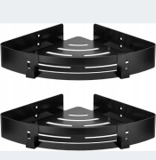 2x PÓŁKA NAROŻNA ŁAZIENKOWA HACZYKI POD PRYSZNIC CZARNA 