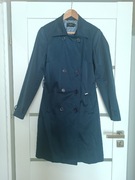 Granatowy dwurzędowy dopasowany płaszcz 36 S Monnari