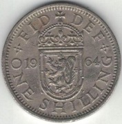 302 Wielka Brytania 1 shilling szyling 1964 herb szkocki