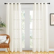 Zasłony jak len kremowe 132x210 cm oczka 2 szt.