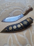 Antyczny sztylet Gurkha, kukri z rękojeścią z palisandru