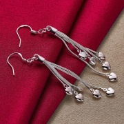 Długie Kolczyki Srebrzone 925 | Pięć Serc | Żmijki 6 cm + Gratis