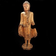 Budda posąg rzeźba antyk drewno inkrustowany buddy